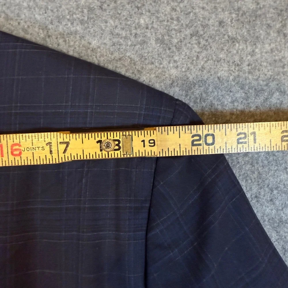 DKNY Duran Mens Navy Blue Plaid Modern Fit 2 Piece Suit 46R 39W DNUR217W0356